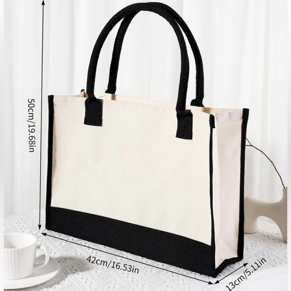 Canvas Embroidery Letter E bag - Picture 2 of 2